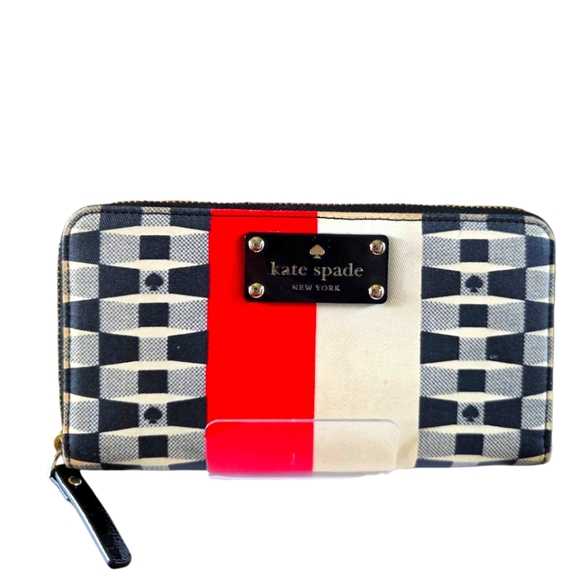 Kate Spade Signature Spade Lacey Wallet - Black/ Cream/Red (Style PWRU2968) - Picture 2 of 16
